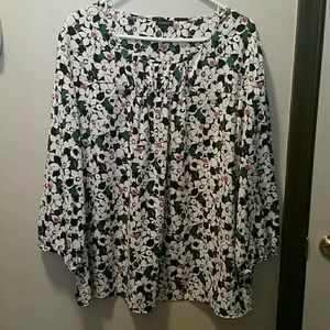 Talbots Womens Floral 3/4 Sleeve Blouse